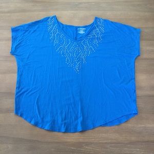Lane Bryant Blue Jewel Neckline Tee